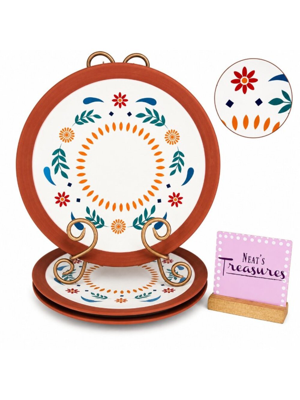 Mesa Mia CHAPALA by Jenny Martinez Mexican Style Stoneware Dinner Plates Set 3